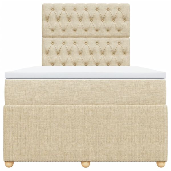 vidaXL Cama com molas/colch&atilde;o 120x200 cm tecido cor creme