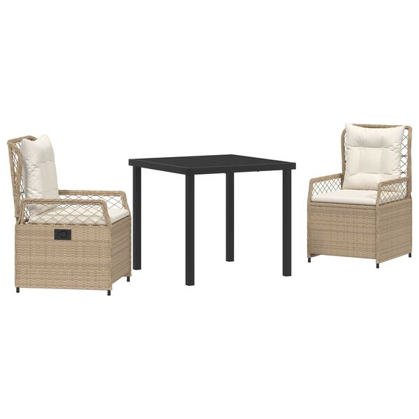 vidaXL Conjunto de Jantar para Jardim 3 pcs Bege e Branco Creme