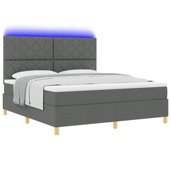 vidaXL Cama Box com colch&atilde;o Cinzento escuro 180 x 200 cm tecido