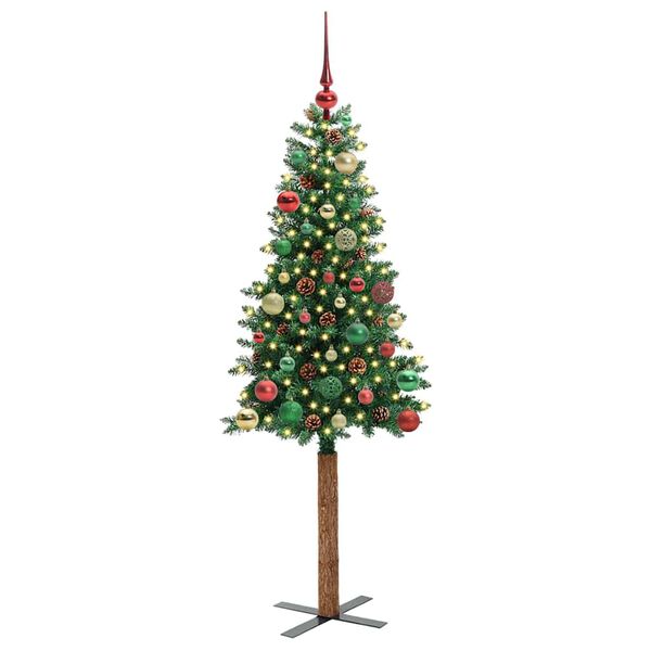 vidaXL &Aacute;rvore de Natal Slim com 150 LEDs com suporte Verde 150 cm