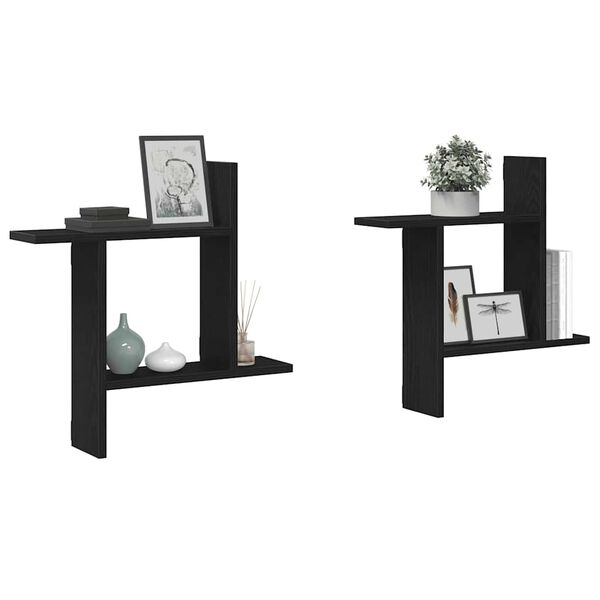 vidaXL Estantes de parede 2 pcs 50x12x50 cm carvalho preto