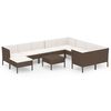 vidaXL 11 pcs conjunto lounge jardim c/ almofad&otilde;es vime PE castanho