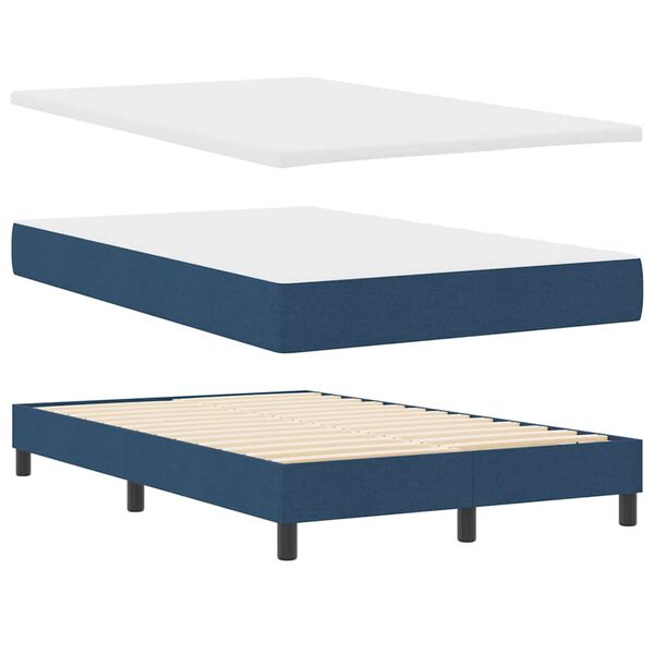 vidaXL Cama Box com colch&atilde;o com cabeceira Azul 120 x 200 cm tecido