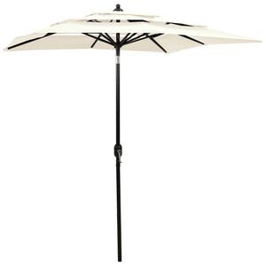 vidaXL Guarda-sol de jardim 3 camadas c/ poste de alum&iacute;nio 2x2 m areia