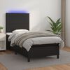 vidaXL Cama box spring c/ colchão/LED 80x200 cm couro artificial preto
