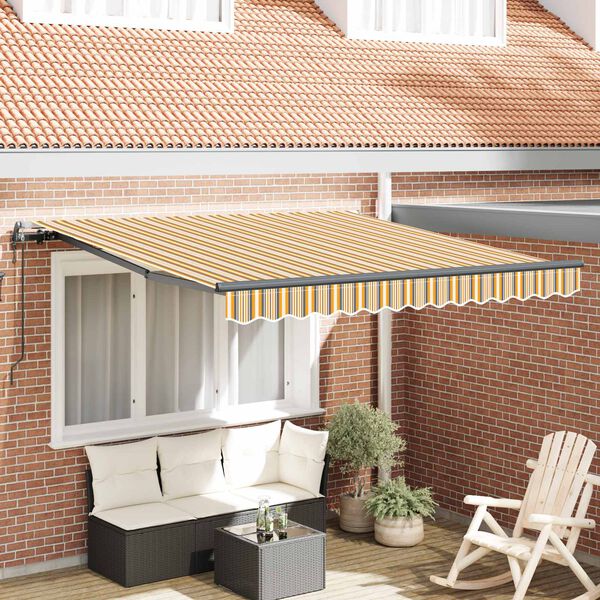 vidaXL Toldo Retr&aacute;til Multicolor 350 x 250 cm Tecido e Alum&iacute;nio