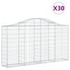 vidaXL Cestos gabi&atilde;o arqueados 30 pcs 200x30x100/120 ferro galvanizado