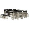 vidaXL 11 pcs conjunto jantar p/ jardim c/ almofad&otilde;es vime PE cinzento