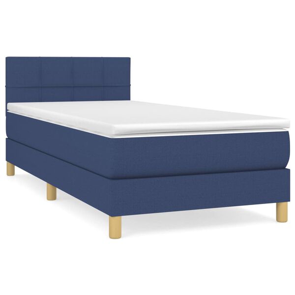 vidaXL Cama com molas/colch&atilde;o 90x190 cm tecido azul