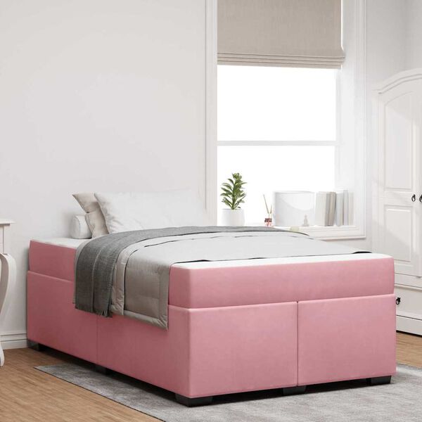 vidaXL Estrutura da Cama com colch&atilde;o Rosa 120 x 190 cm tecido