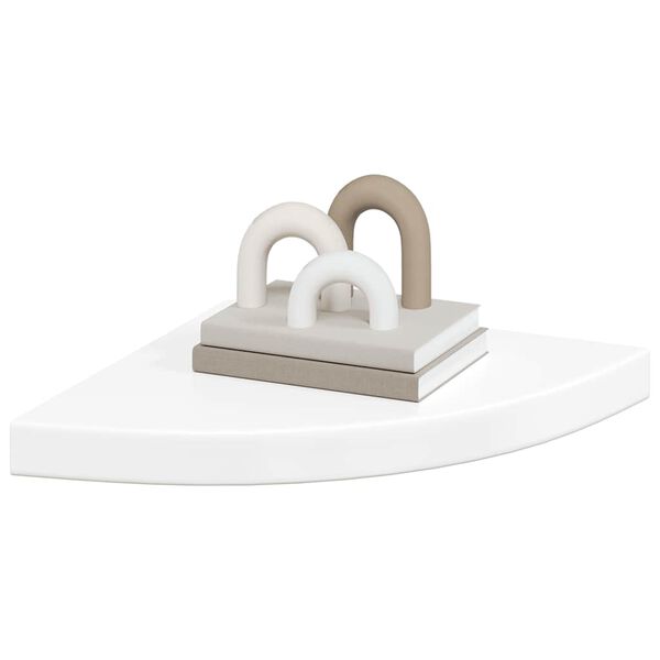 vidaXL Prateleiras canto suspensas 2 pcs 35x35x3,8cm MDF branco brilh.