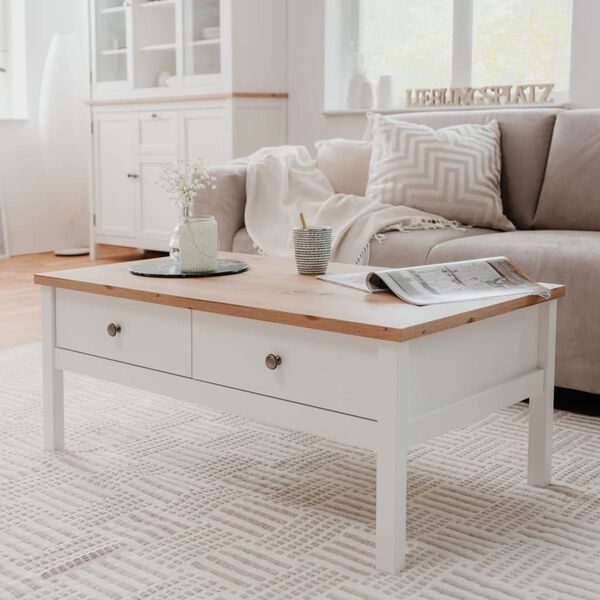 Finori Mesa de centro Bergen 56A branco e carvalho artesanal