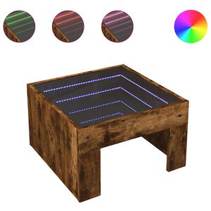 vidaXL Mesa de centro luzes LED Infinity 50x50x30 cm carvalho fumado