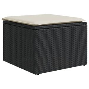 vidaXL Banco de jardim com almofadão 55x55x37 cm vime PE preto