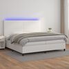 vidaXL Cama box spring c/colch&atilde;o/LED 200x200cm couro artificial branco
