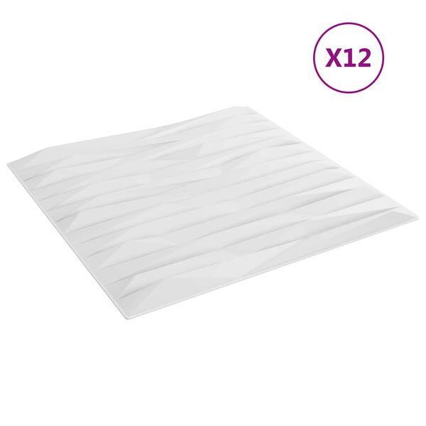 vidaXL Pain&eacute;is de parede 12 pcs Pedra Branca 50 x 50 cm Espuma XPS