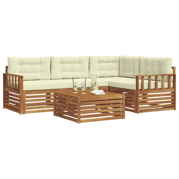 vidaXL Conjunto de Sof&aacute;s para Exterior 5 pcs Natural e Creme