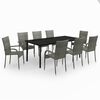 vidaXL 9 pcs conjunto de jantar para jardim cinza e preto