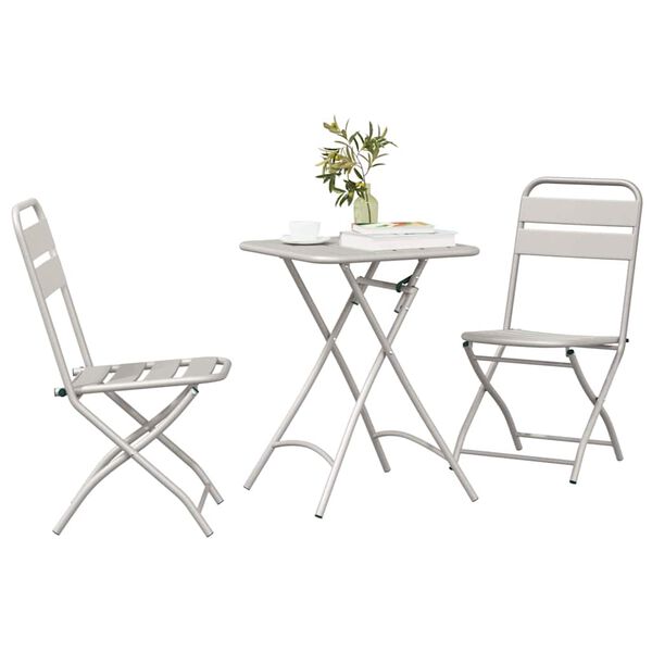vidaXL Conjunto bistro 3 pcs Bege Aço