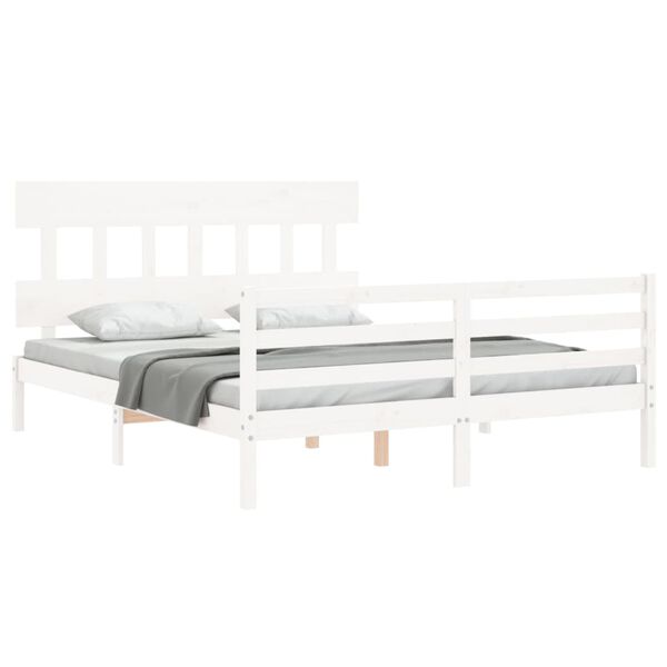vidaXL Estrutura de cama com cabeceira 160x200 cm madeira maciça