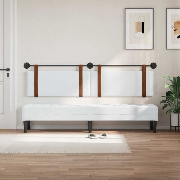 vidaXL Cabeceira Suspensa Liso Branco 210 x 55 x 5 cm PU Antigo