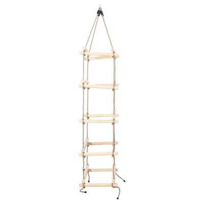 vidaXL Escada de corda infantil 200 cm madeira