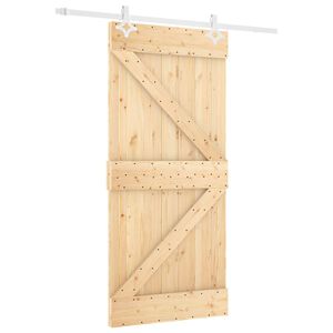 vidaXL Porta Deslizante Natural e Branco 90 x 210 cm