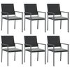 vidaXL Cadeiras jardim c/ almofad&otilde;es 6 pcs 54x62,5x89 cm vime PE preto