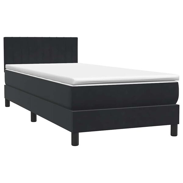 vidaXL Cama box spring com colch&atilde;o 90x210 cm veludo preto