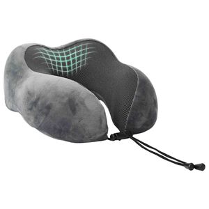 vidaXL Almofada de viagem para o pesco&ccedil;o Cinzento Espuma de Mem&oacute;ria