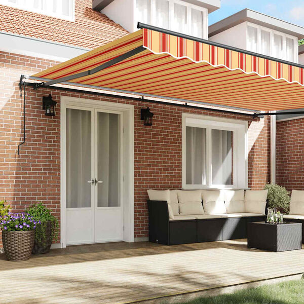 vidaXL Toldo Retr&aacute;til Amarelo e Laranja 500 &times; 300 cm Tecido e Alum&iacute;nio