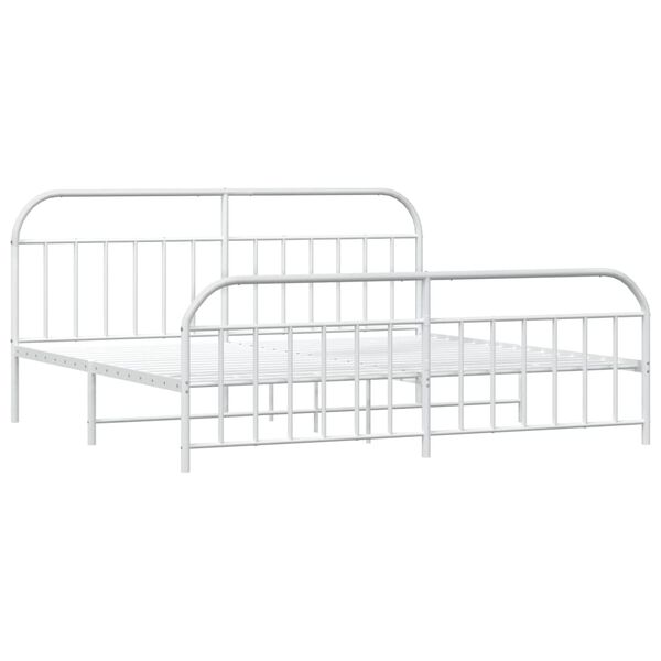 vidaXL Estrutura de cama com cabeceira e p&eacute;s 200x200 cm metal branco