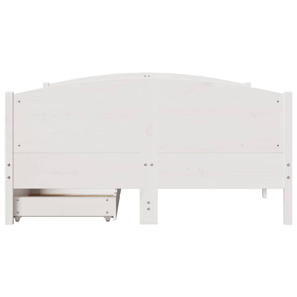 vidaXL Cama sem colchão 135x190 cm madeira de pinho maciça branco