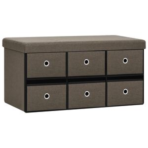 vidaXL Banco de arruma&ccedil;&atilde;o dobr&aacute;vel 76x38x38 cm linho falso castanho