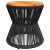 vidaXL Mesa de centro com base de arame &Oslash; 45x44 cm ac&aacute;cia maci&ccedil;a