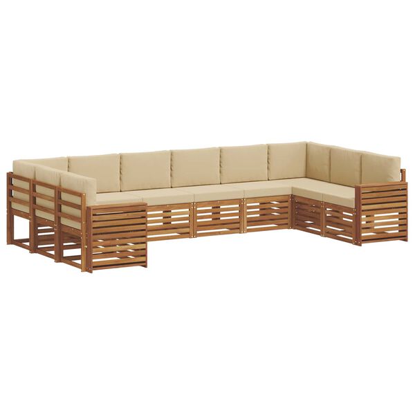 vidaXL Conjunto de Sof&aacute; Sectional com almofada 10 pcs Natural e Bege