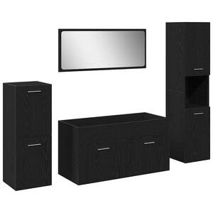 vidaXL Conjunto de M&oacute;veis para Banheiro com porta 4 pcs Carvalho Preto