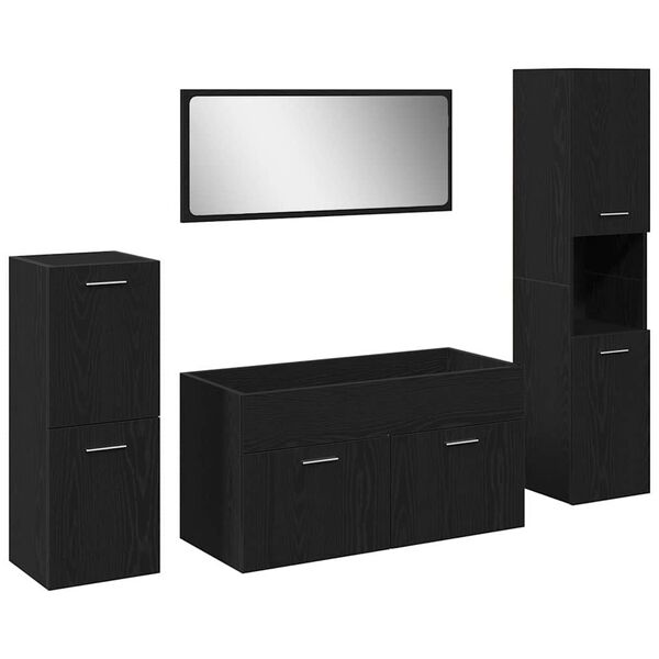 vidaXL Conjunto de M&oacute;veis para Banheiro com porta 4 pcs Carvalho Preto