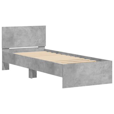 vidaXL Estrutura de cama c/ cabeceira/luzes LED 75x190cm cinza cimento