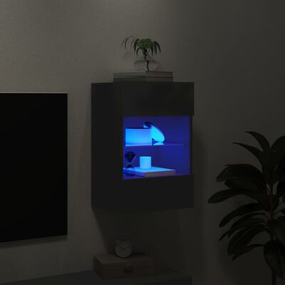vidaXL Móvel de parede para TV com luzes LED 40x30x60,5 cm preto