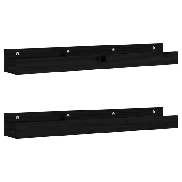 vidaXL Prateleiras de parede 2 pcs 80x12x9 cm pinho maciço preto