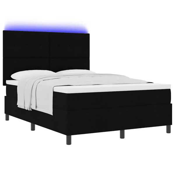 vidaXL Cama Box com colch&atilde;o com led Preto 160 x 200 cm tecido