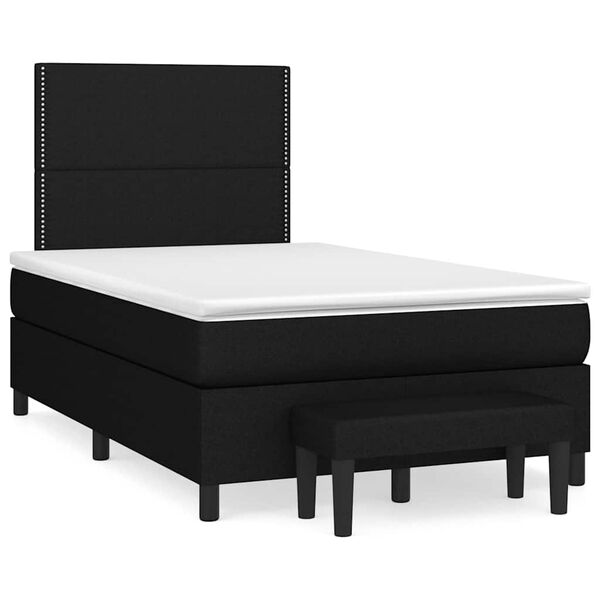 vidaXL Cama boxspring com colch&atilde;o 120x190 cm tecido preto