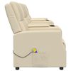 vidaXL Poltrona massagens 4 lug. reclin&aacute;vel sup. copo couro art. creme