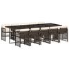 vidaXL 11 pcs conjunto jantar p/ jardim c/ almofad&otilde;es vime PE castanho