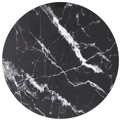 vidaXL Tampo mesa Ø40x0,8 cm vidro temperado design mármore preto