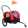 vidaXL Reboque bicicletas/carrinho para animais 2-em-1 vermelho/preto