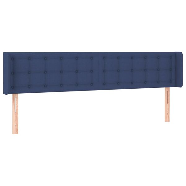 vidaXL Cabeceira de cama c/ abas tecido 163x16x78/88 cm azul