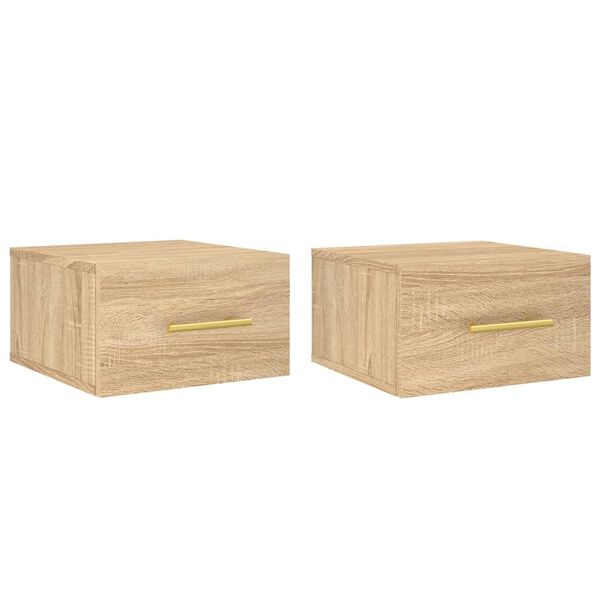 vidaXL Mesas de cabeceira parede 2 pcs 35x35x20 cm cor carvalho sonoma