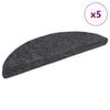 vidaXL Tapetes de escada autoadesivos 5 pe&ccedil;as 56x17x3 cm cinza escuro semicircular